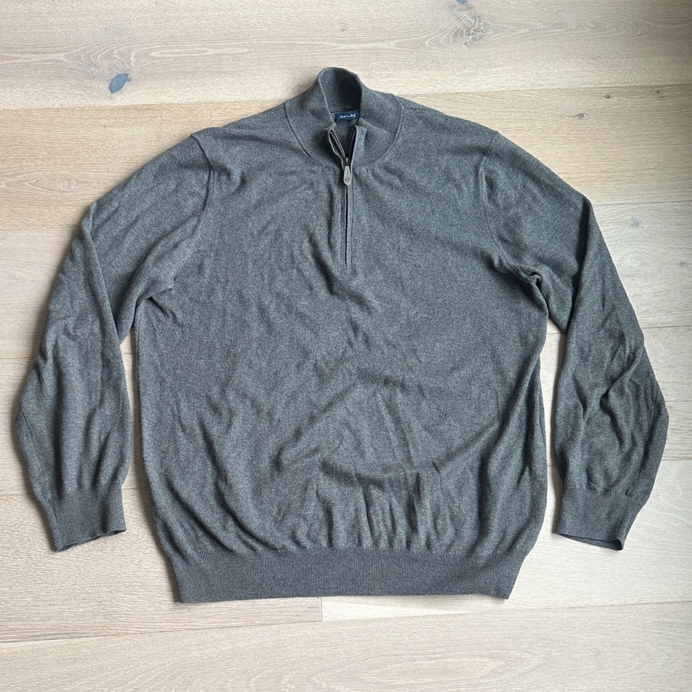 Vineyard vines made in Italy cashmere blend Men's Gray quarter Zip Sweater sz xl